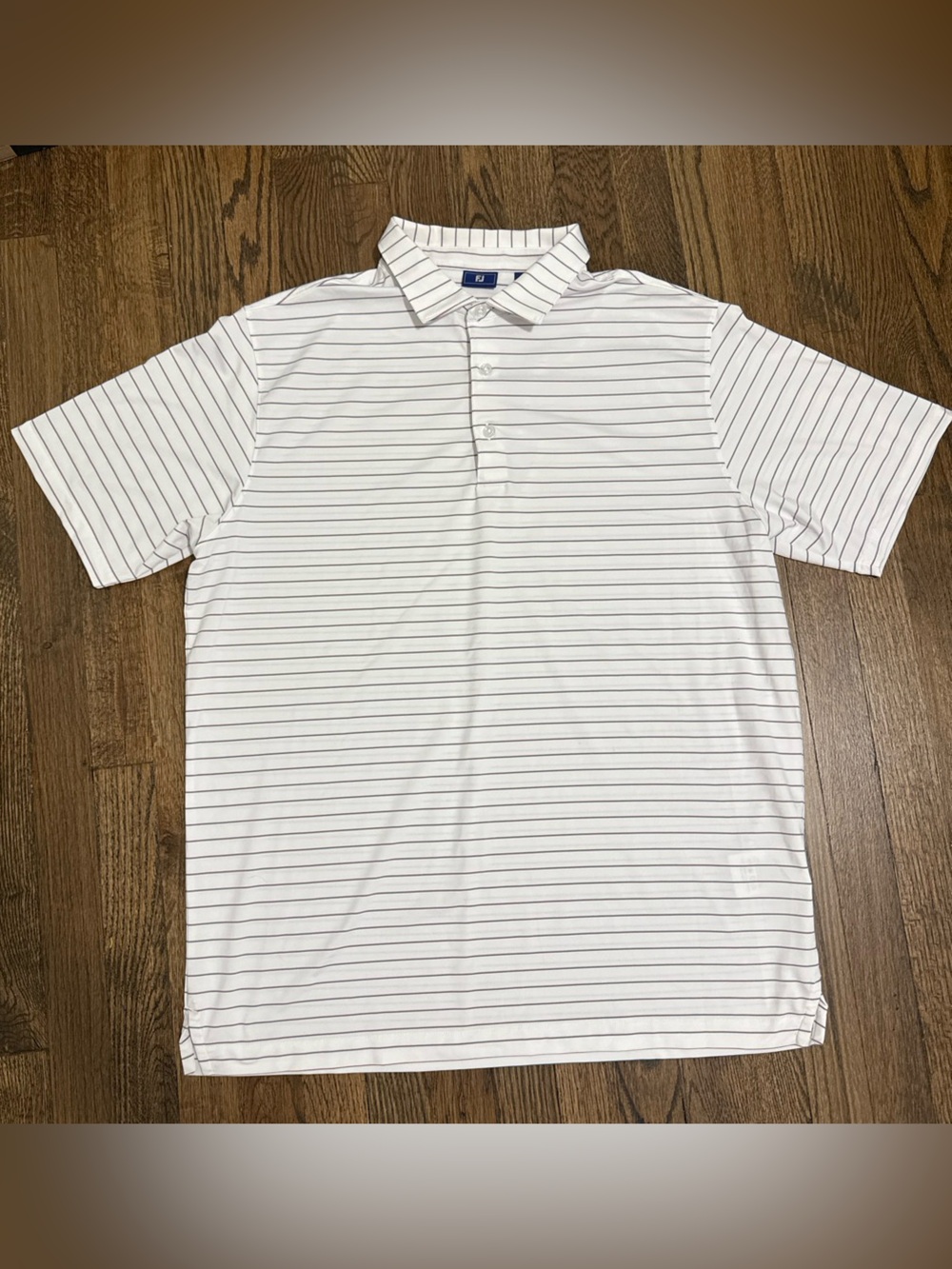 FootJoy FJ Men's Short Sleeve Golf Performance Blue & Pink Micro Striped Polo L